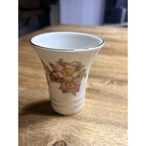 Vtg Schumann Arzberg Germany "Wild Rose" Vase Golden Crown E&R 1886 5" Pinks GUC